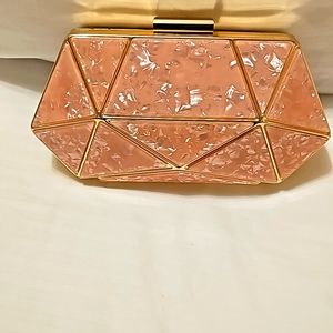 Fashion Evening Clutch Pink Gold Crystals - Brand New with tag